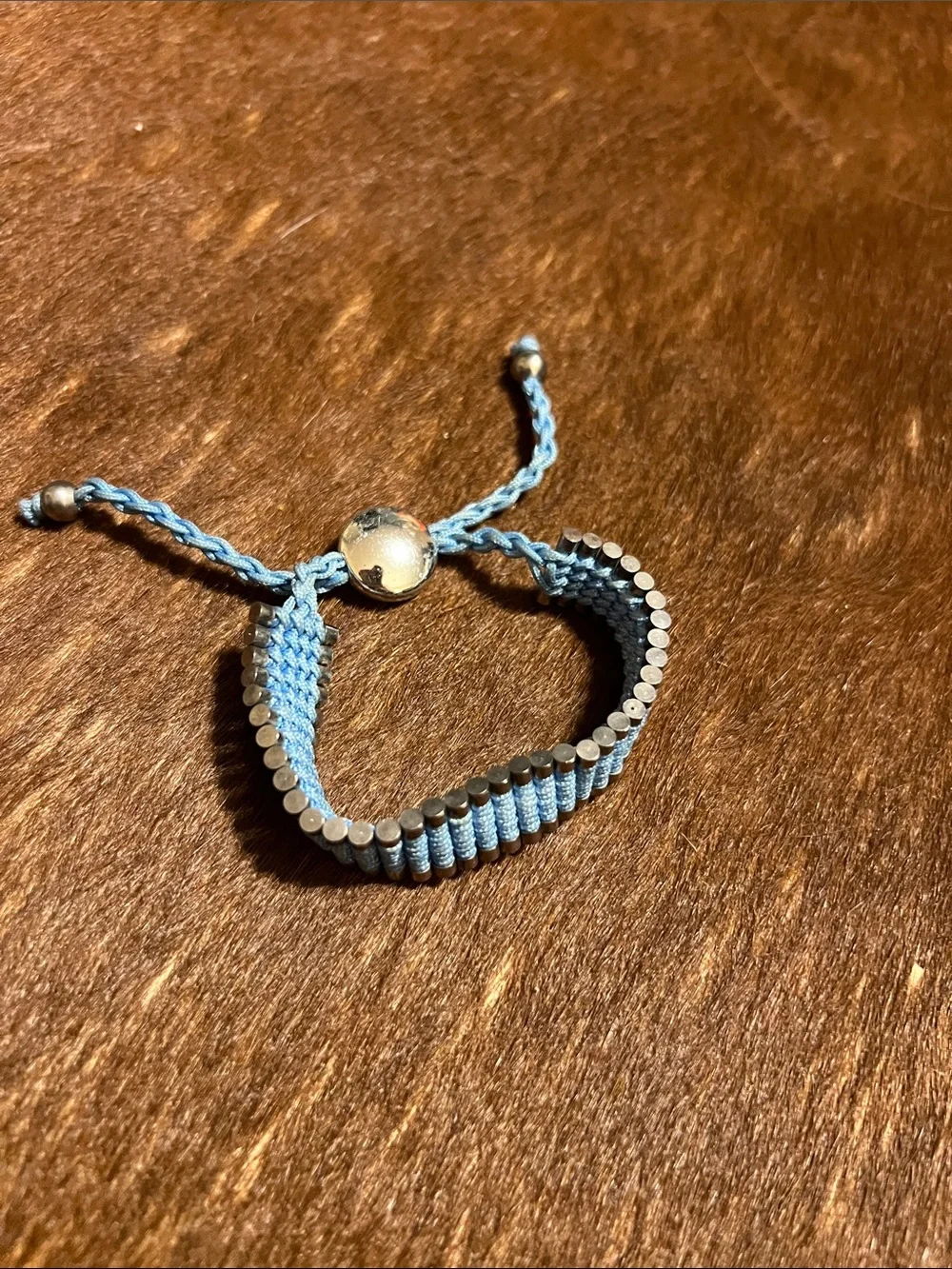 Women’s Silver-Tone Bracelet and Light Blue Woven Bracelet Set